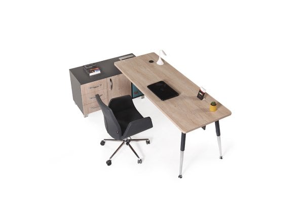 Boomerang Etajerli Çalışma Masası