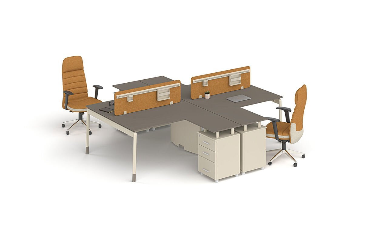 Soft Dörtlü Etajerli Workstation