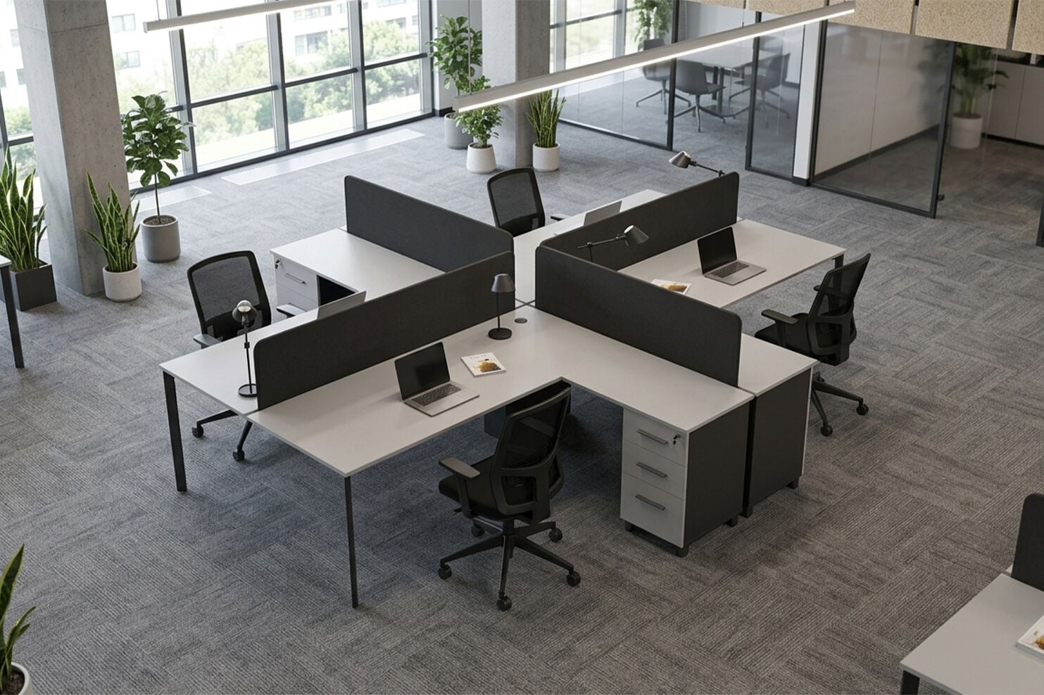 Vega Dörtlü Workstation Etajerli